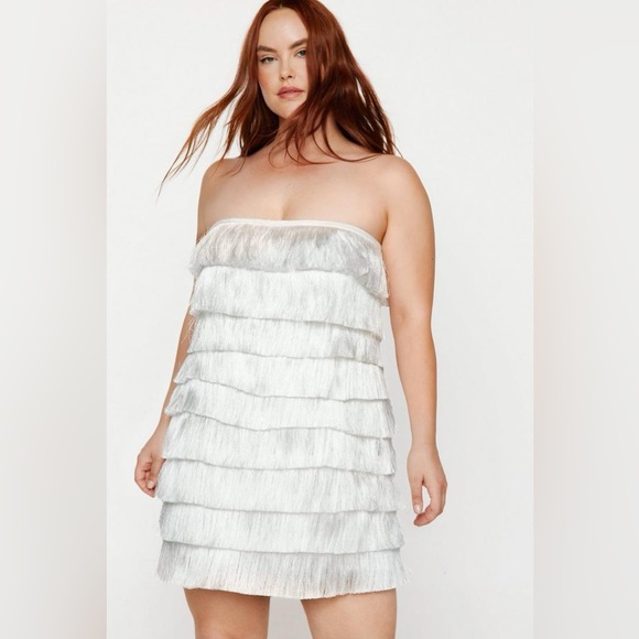 NWT Nasty Gal Fringe Strapless Mini Dress - Picture 2 of 10